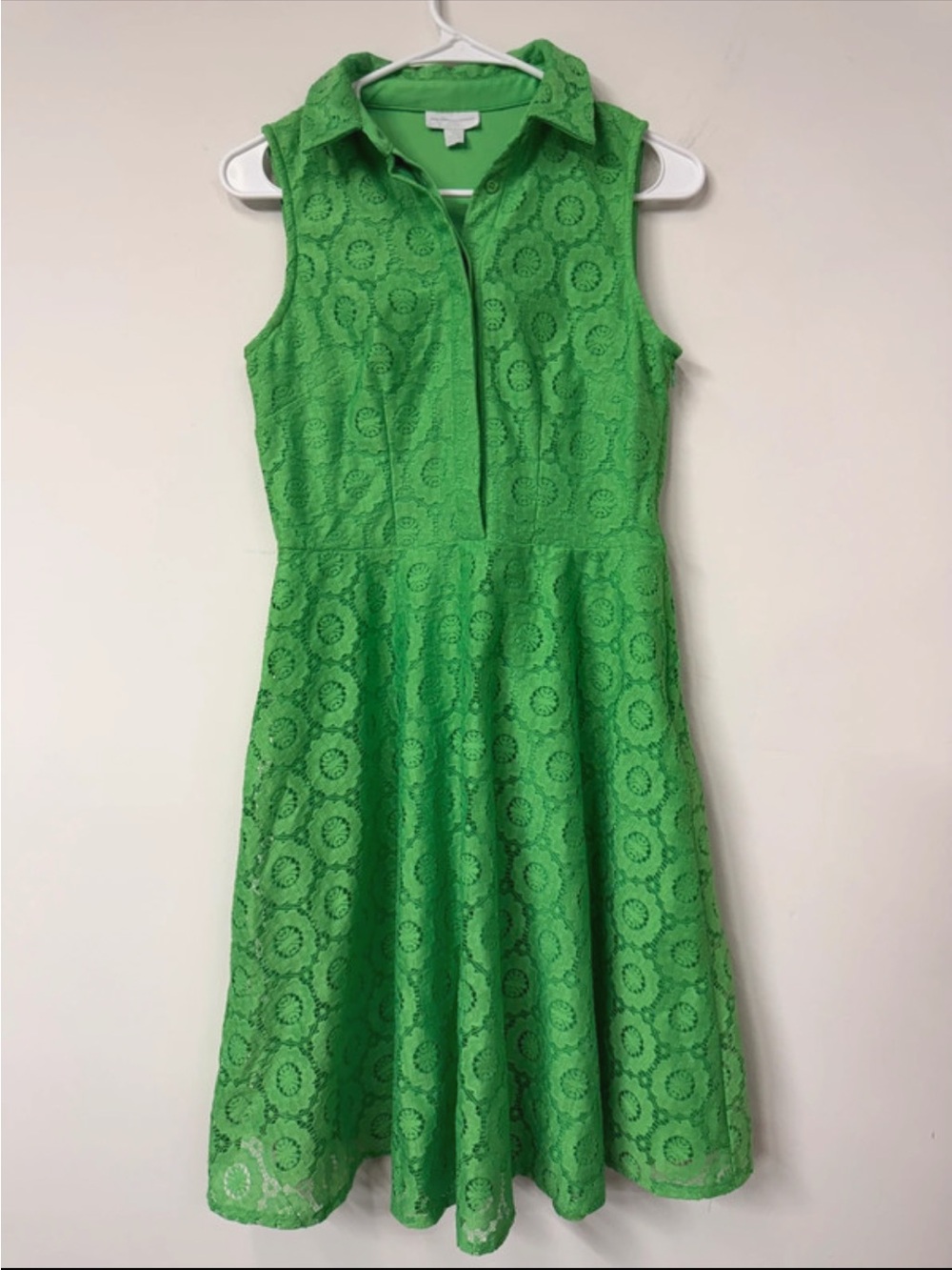 Sleeveless Green Lace Fit & Flare Dress